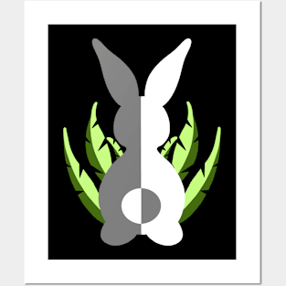 Easter Bunny Gray & White Posters and Art